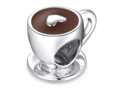 Srebrna przywieszka w kształcie filiżanki kawy